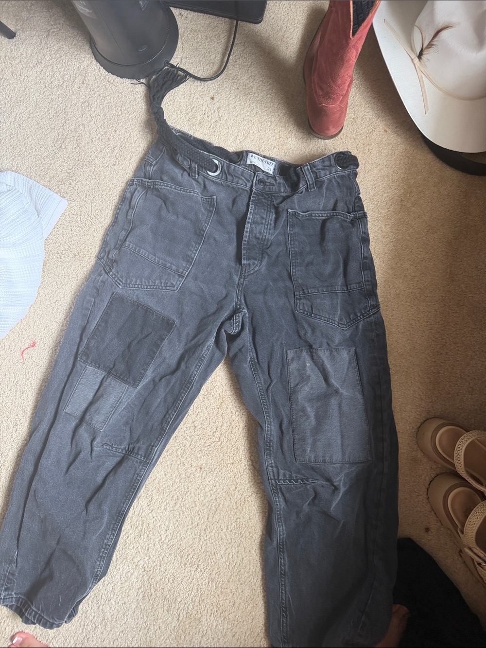 Free People Women’s Utility Cargo Pants with Patch Details